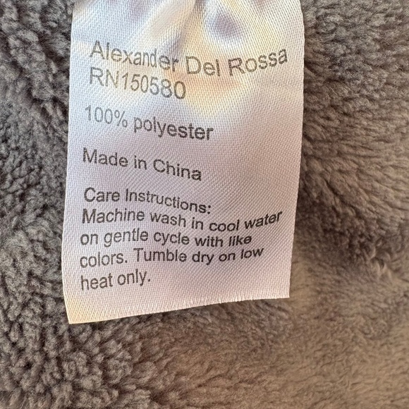 Elexander Del Rossa Mens Robe, Plush Fleece Hooded Cozy Bathrobe Sz L Gray/Black - Picture 8 of 11